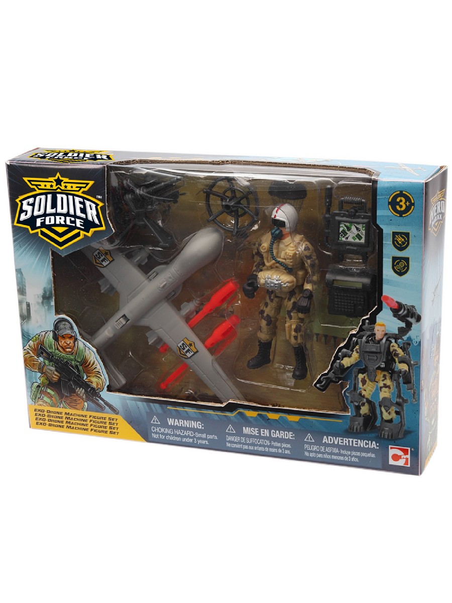 Игровой набор: Солдат с самолетом-беспилотником, ракетами и фигуркой  